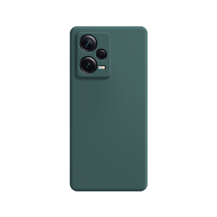 Imitation liquid silicone phone case, dark green with dual camera cutouts on back.