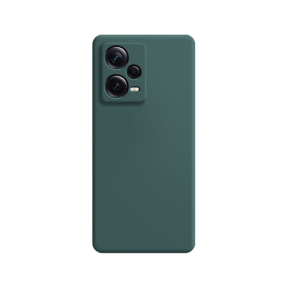 Imitation liquid silicone phone case, dark green with dual camera cutouts on back.