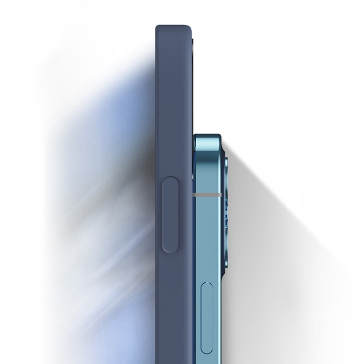 Dark blue imitation liquid silicone phone case side view with button cutouts
