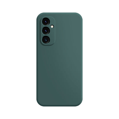 Dark green phone case with raised triple-camera cutouts and a smooth matte finish