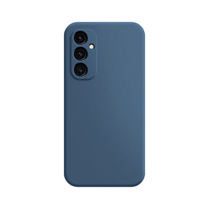 Blue imitation liquid silicone phone case with camera cutouts and raised lens frame