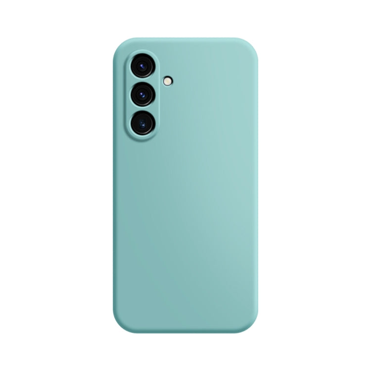 Mint green phone case with triple camera cutouts on the back and rounded protective corners.