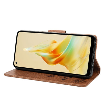 Brown butterfly embossed flip leather phone case in landscape stand position