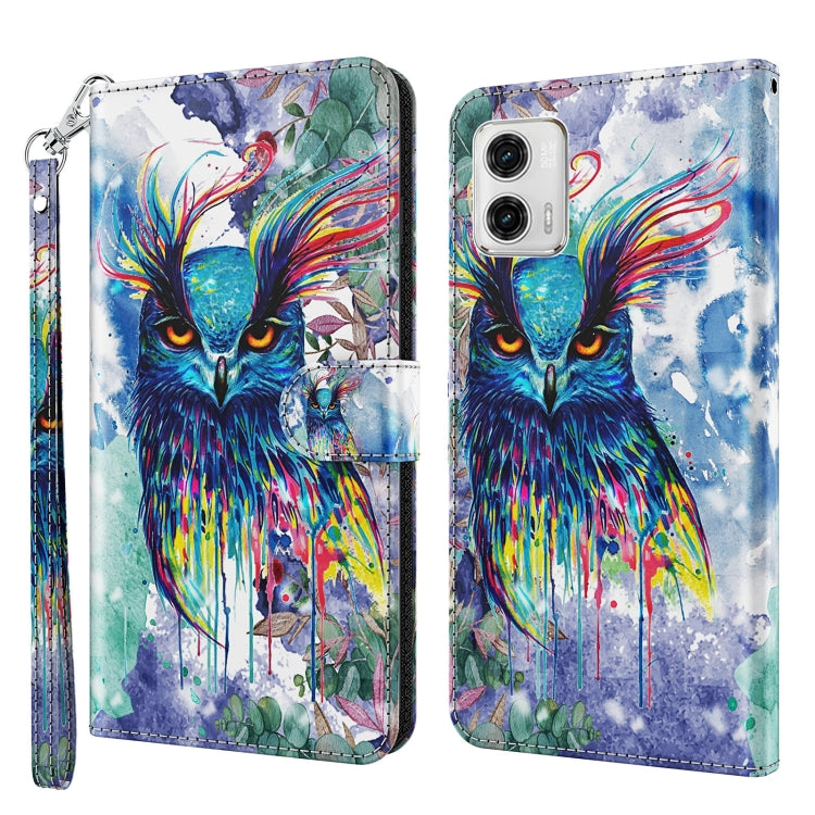 Colorful 3D owl pattern phone wallet case with wrist strap and flip cover