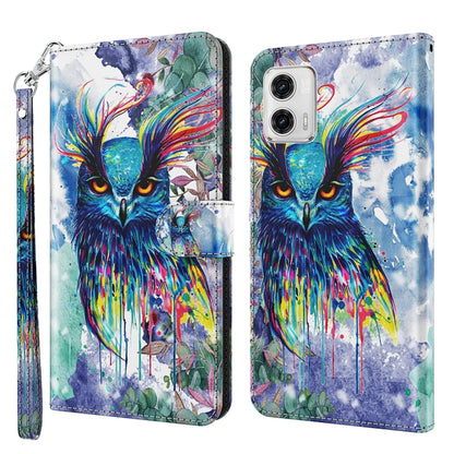 Colorful 3D owl pattern phone wallet case with wrist strap and flip cover