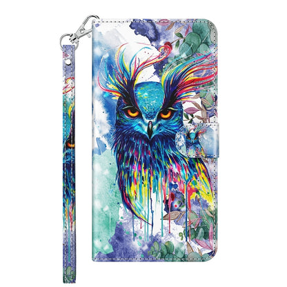 Colorful owl print folio phone case with wrist strap and card holder window