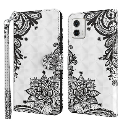 White phone wallet case with black floral mandala pattern and wrist strap
