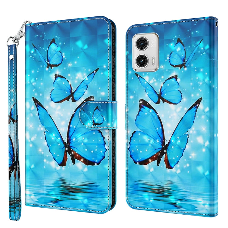 Blue butterfly starry phone wallet case with folio cover and wrist strap