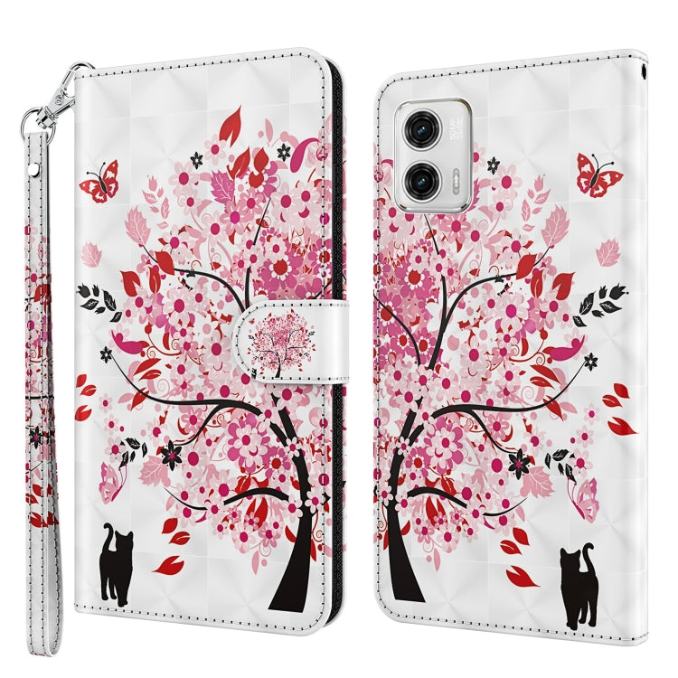 White cat under tree phone wallet case with red floral branches and folio cover