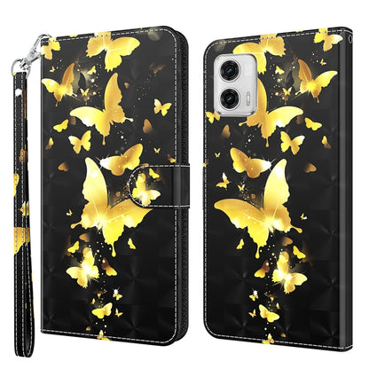 Phone case with black background and golden butterflies scatter, wrist strap and folio cover.