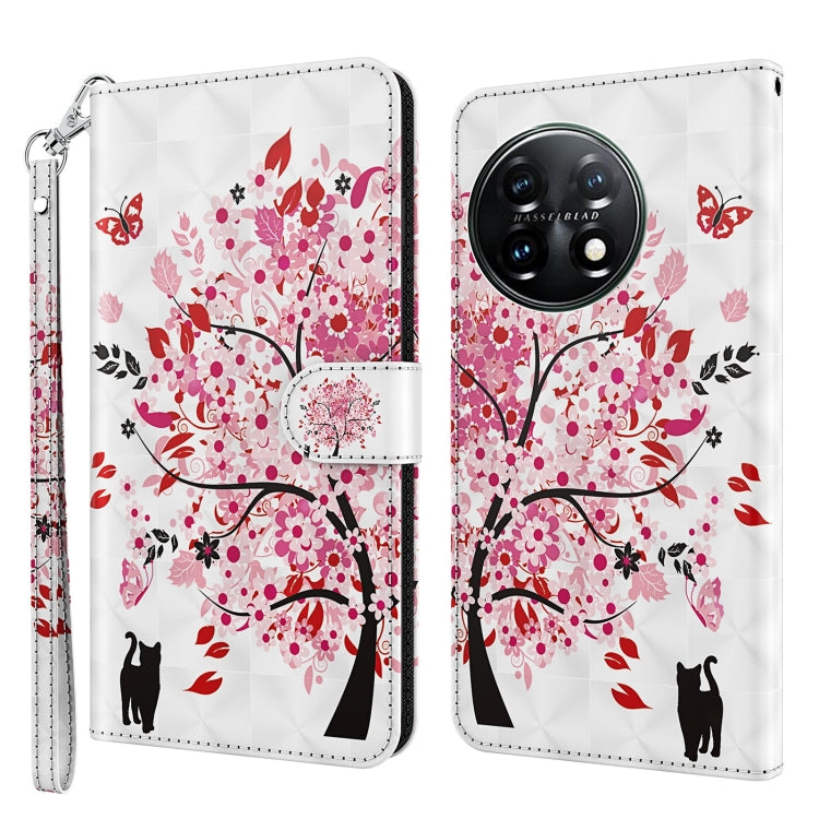Phone case with white base and pink cherry blossoms with red cats, wrist strap and flip cover.