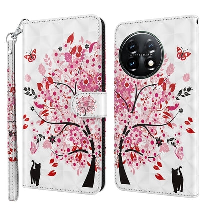 Phone case with white base and pink cherry blossoms with red cats, wrist strap and flip cover.