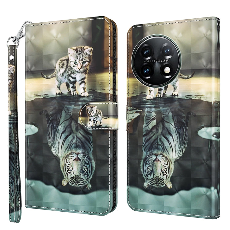 Phone case with cat-and-tiger artwork and zebra reflection pattern, wrist strap