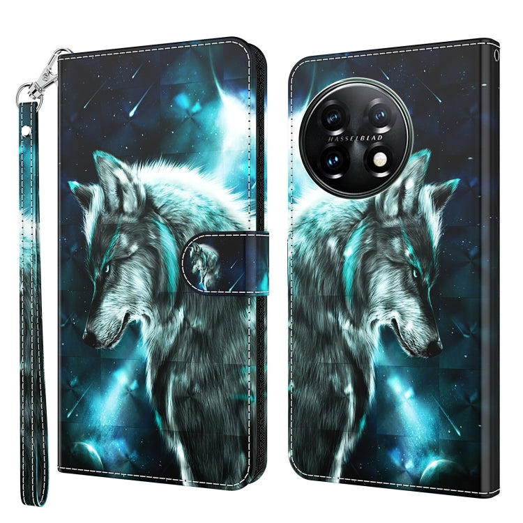Wolf and galaxy-themed flip phone case with teal glowing accents, wrist strap