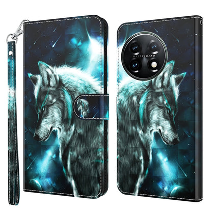 Wolf and galaxy-themed flip phone case with teal glowing accents, wrist strap