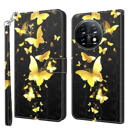 Butterfly print flip phone case with bright yellow butterflies, wrist strap