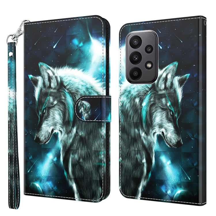 Wolf under starry night phone case with blue glow and flip strap