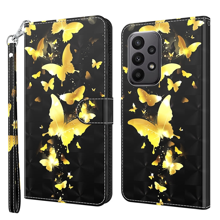 Butterfly scatter phone case with gold accents on black and wrist strap