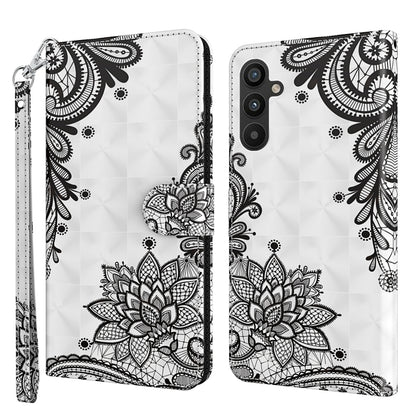 White phone case with black mandala floral print and wrist strap