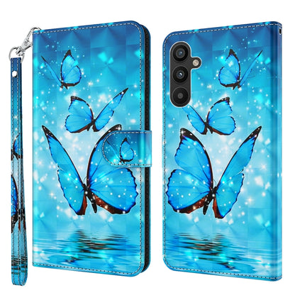 Blue butterfly phone case with sparkling sky and flip strap