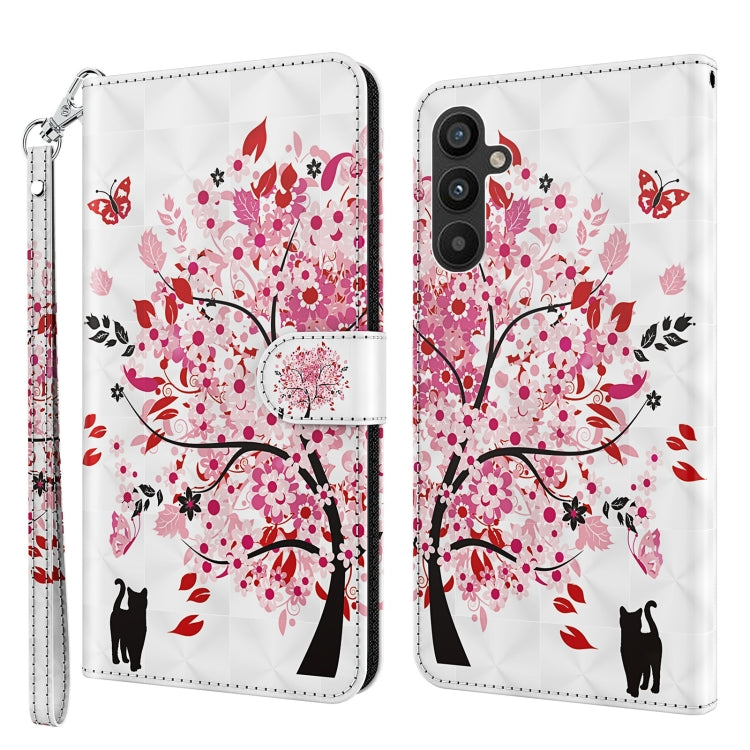 White cherry blossom phone case with red tree design and cat silhouettes
