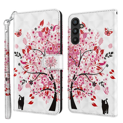 White cherry blossom phone case with red tree design and cat silhouettes