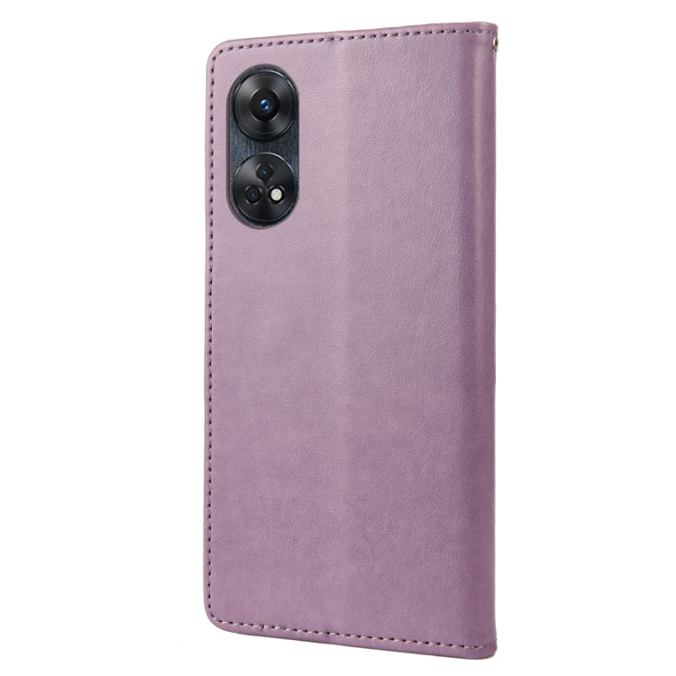 Light purple leather phone case back with camera cutouts and stitched edges