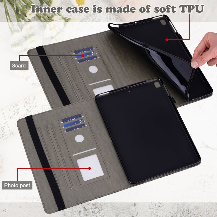 Grey embossed tablet case interior with card slots and TPU lining, open view