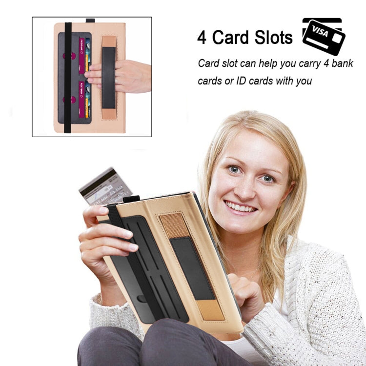 Black and tan smart tablet case with card slots and front cover