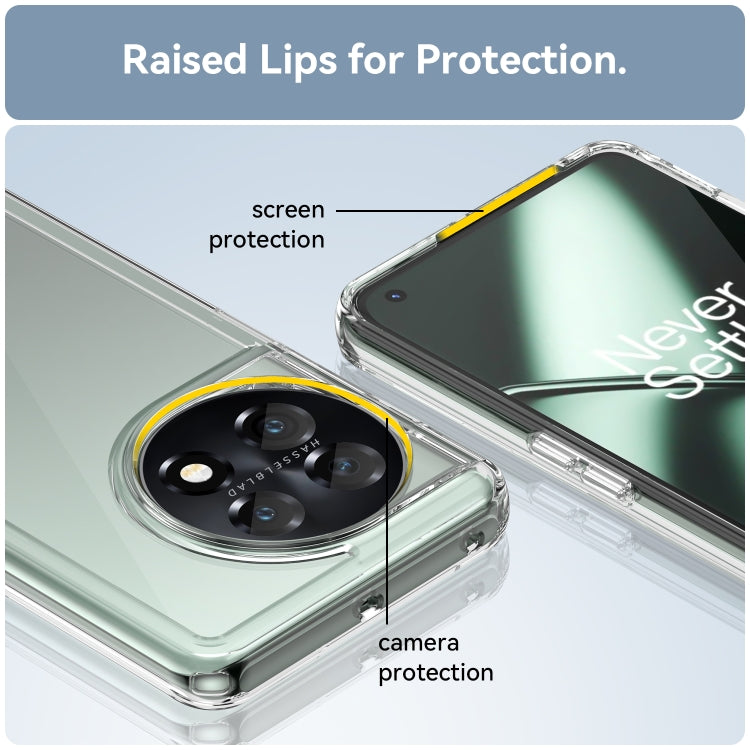 Clear phone case showing camera protection and screen edge raised lip