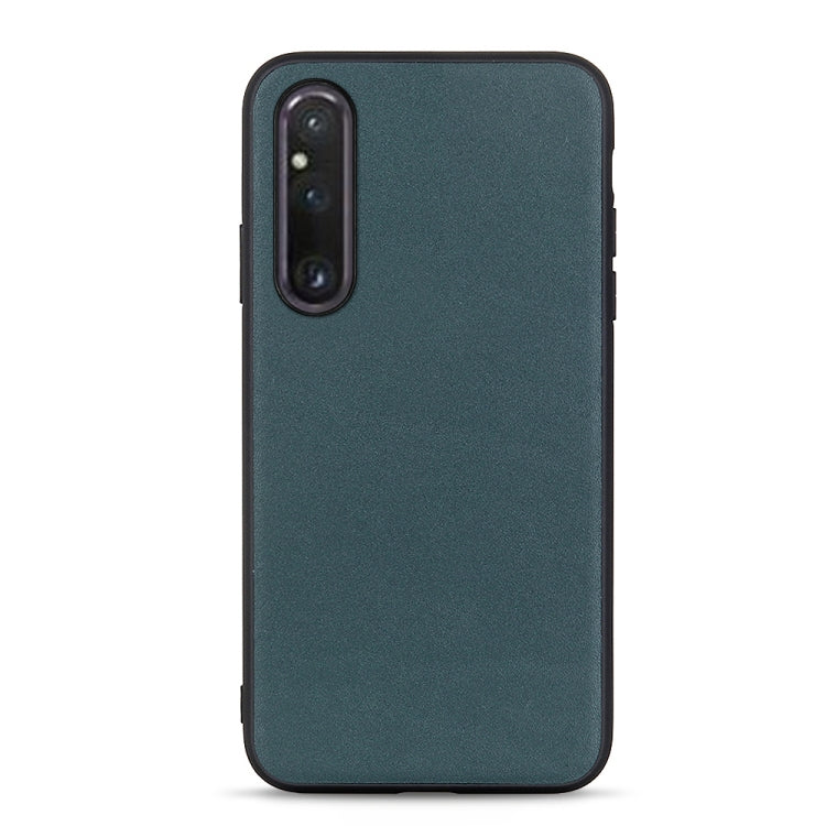 Lambskin leather phone case with camera cutout, teal/green, for Sony Xperia 1 V/10 V