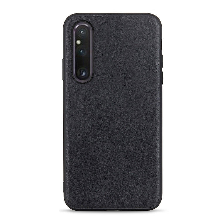 Lambskin leather phone case with camera cutout, black, for Sony Xperia 1 V/10 V