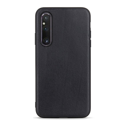 Lambskin leather phone case with camera cutout, black, for Sony Xperia 1 V/10 V