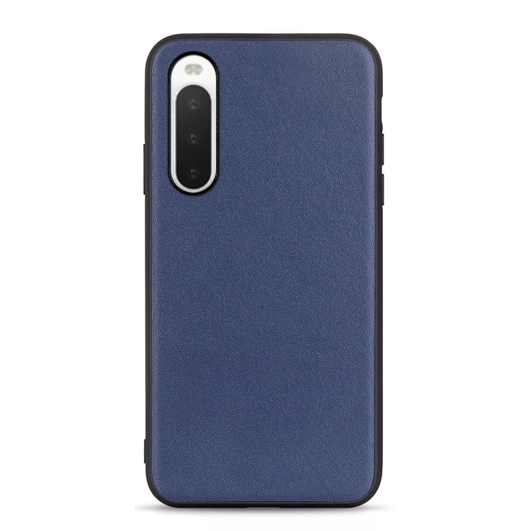 Lambskin leather phone case with camera cutout, blue, for Sony Xperia 1 V/10 V