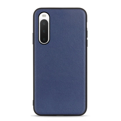 Lambskin leather phone case with camera cutout, blue, for Sony Xperia 1 V/10 V