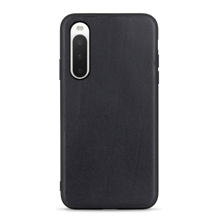 Black lambskin leather phone case with camera cutout, slim back cover
