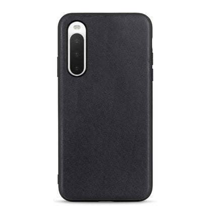 Black lambskin leather phone case with camera cutout, slim back cover
