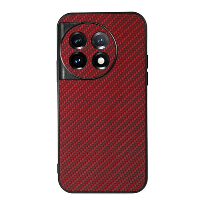 Red carbon fiber texture PU phone case with triple-camera cutout