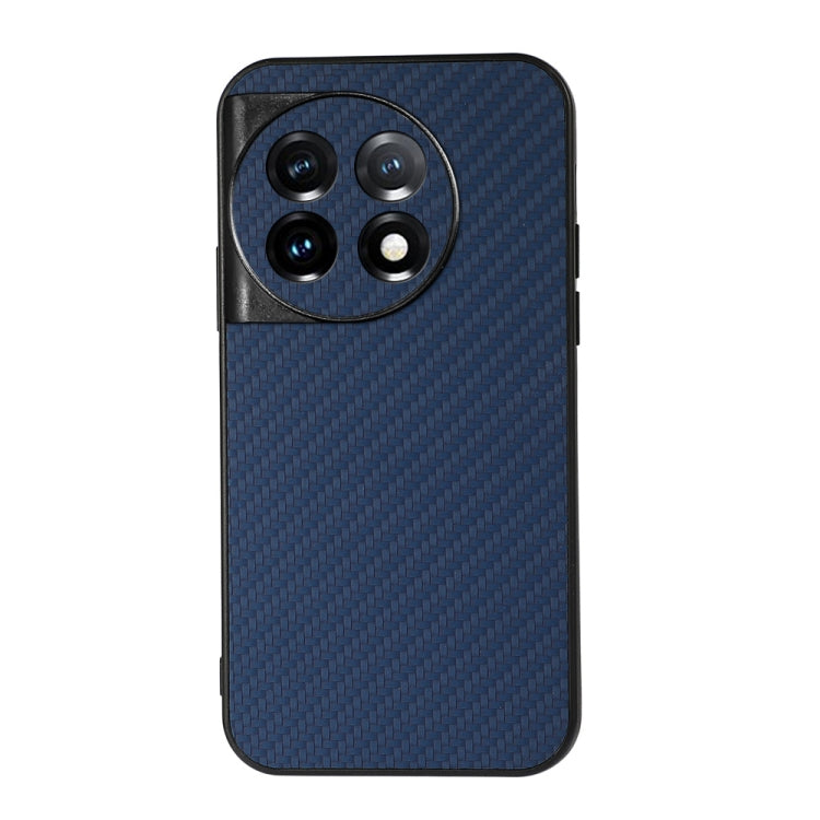 Blue carbon fiber texture PU phone case with triple-camera cutout
