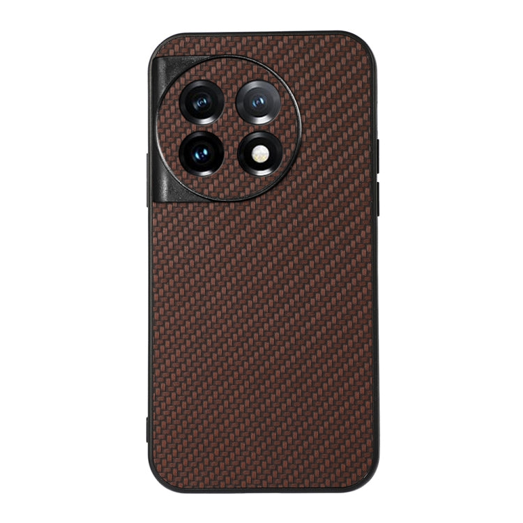 Brown carbon fiber texture PU phone case with circular camera ring cutout