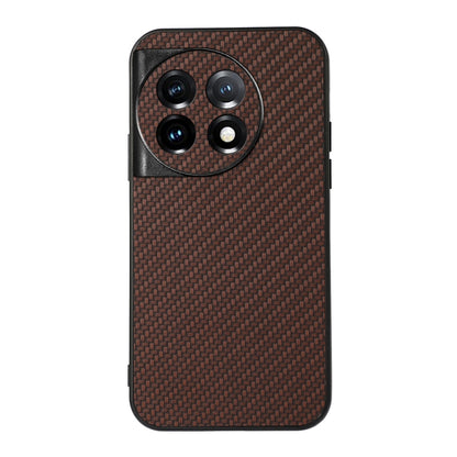 Brown carbon fiber texture PU phone case with circular camera ring cutout