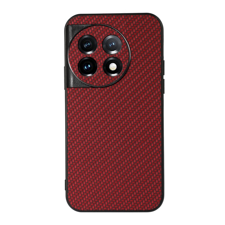 Red carbon fiber texture PU phone case with triple-camera cutout