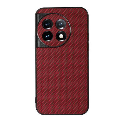 Red carbon fiber texture PU phone case with triple-camera cutout
