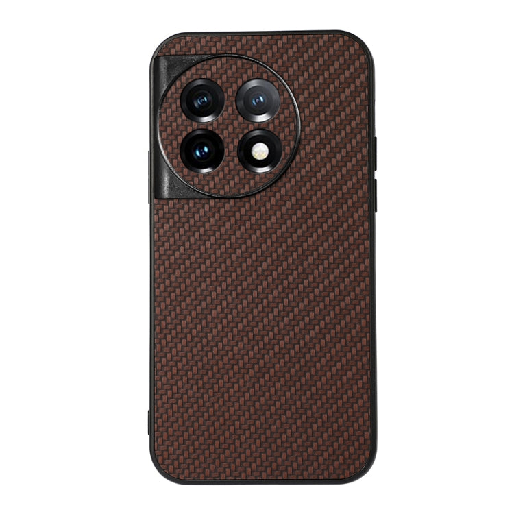Brown carbon fiber texture PU phone case with top camera module opening