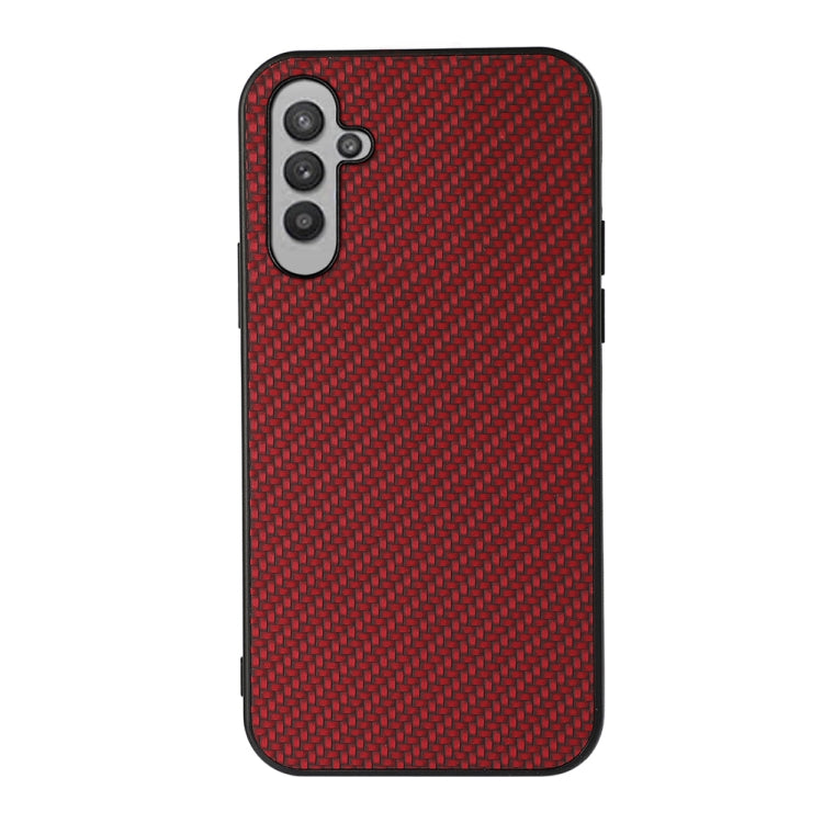Red carbon fiber texture PU phone case with rear camera cutout