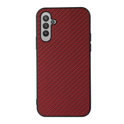 Red carbon fiber texture PU phone case with rear camera cutout