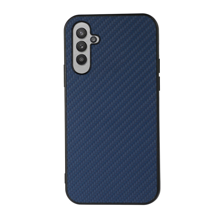 Blue carbon fiber texture PU phone case with camera cutouts