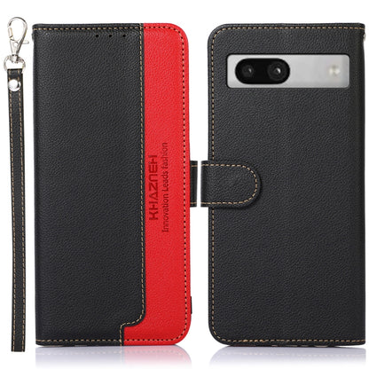 Black and red litchi leather RFID phone case with flip cover and camera cutout