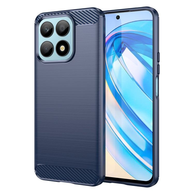 Brushed TPU phone case with carbon fiber-style accents, dark blue, for Honor X8a