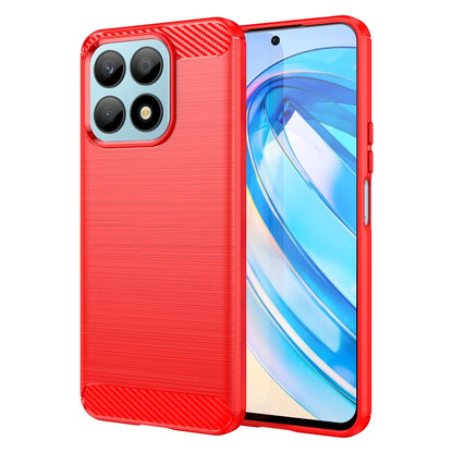 Brushed TPU phone case with carbon fiber-style accents, red, for Honor X8a